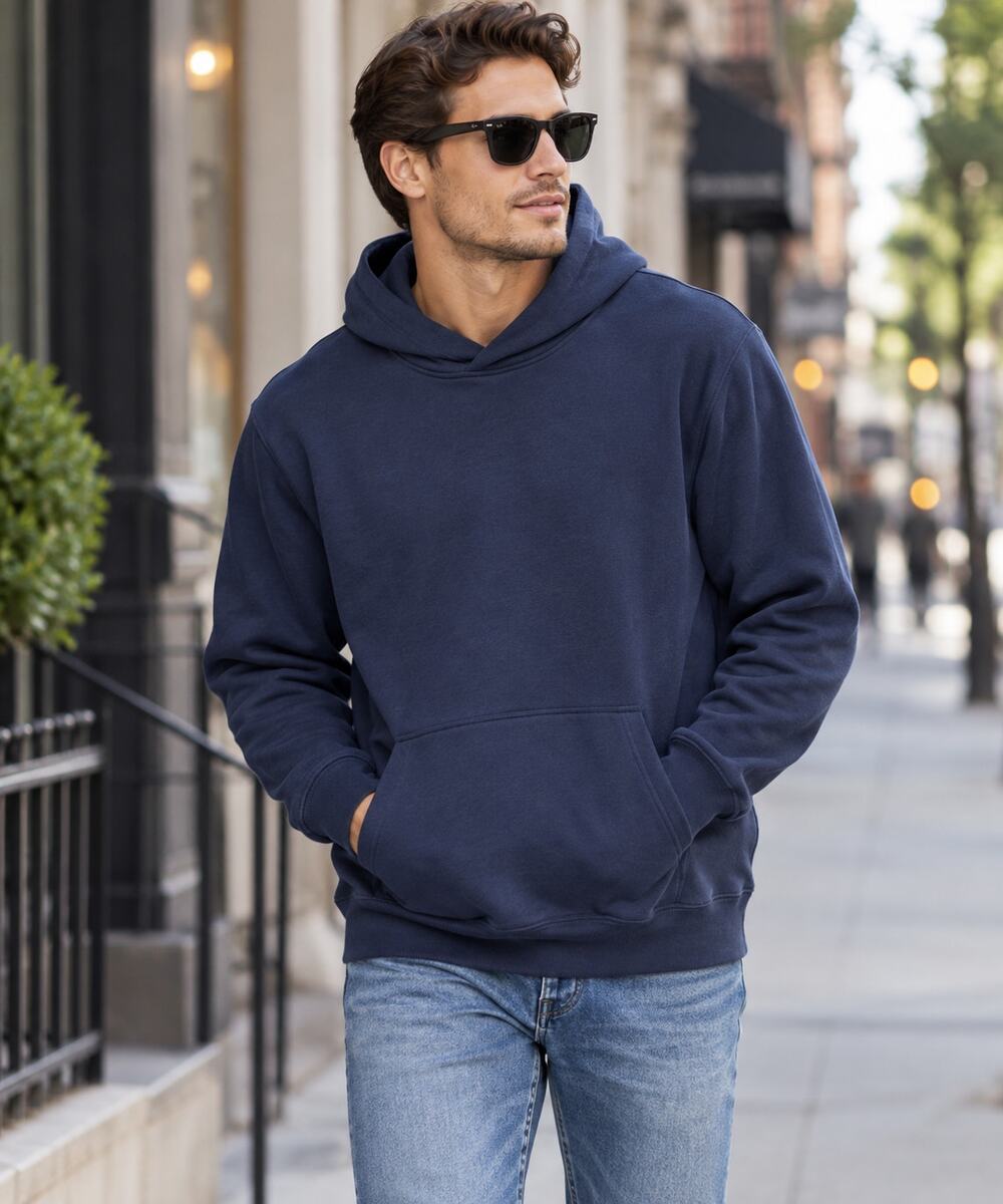 Ideology Navy Blue Fleece Hoodie XL Pullover Kangaroo Pocket Cotton Blend NWT
